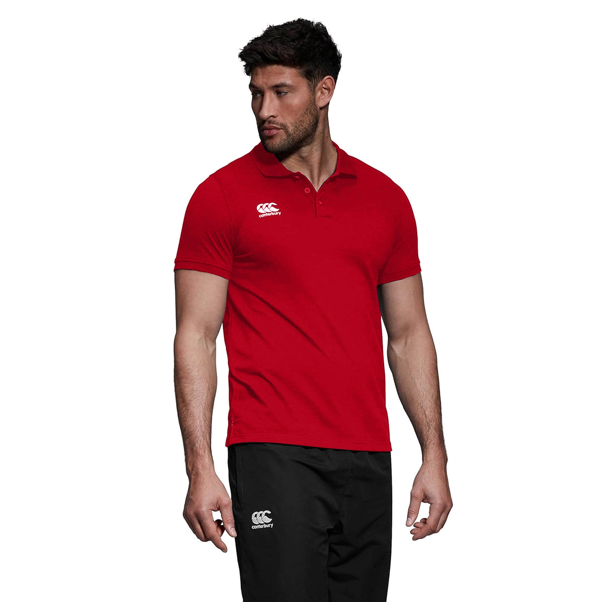 Red - Side - Canterbury Mens Waimak Short Sleeve Pique Polo Shirt