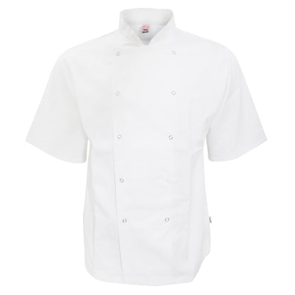 White - Front - AFD Adults Unisex Short Sleeve Chefs Jacket