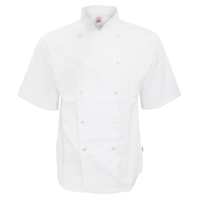 White - Front - AFD Adults Unisex Short Sleeve Chefs Jacket