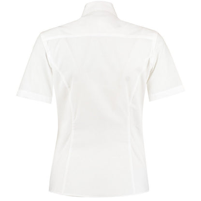 White - Back - Kustom Kit Womens-Ladies Short Sleeve Business-Work Shirt
