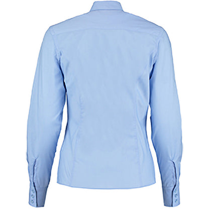 Light Blue - Back - Kustom Kit Womens-Ladies Long Sleeve Business-Work Shirt