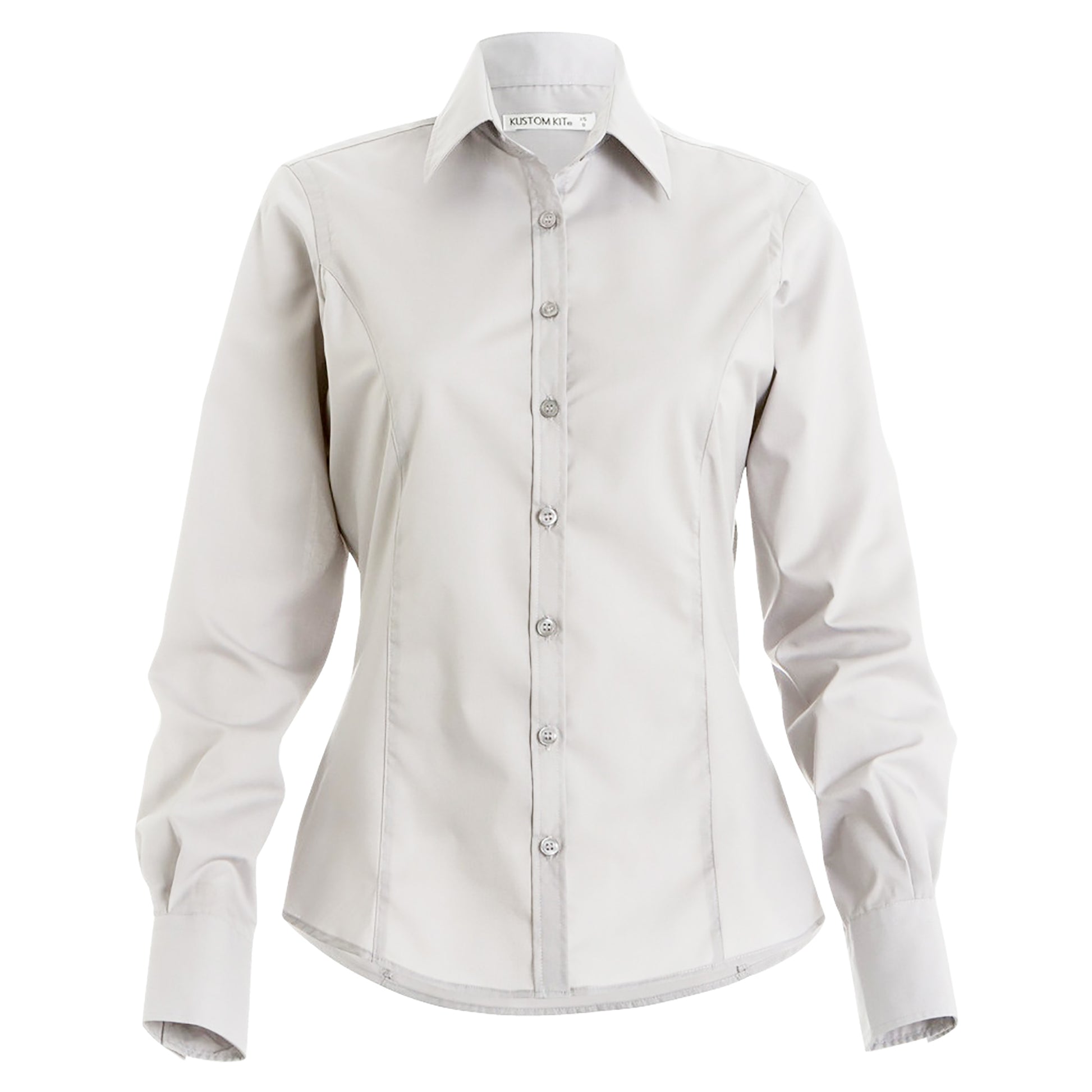 White - Front - Kustom Kit Womens-Ladies Long Sleeve Business-Work Shirt