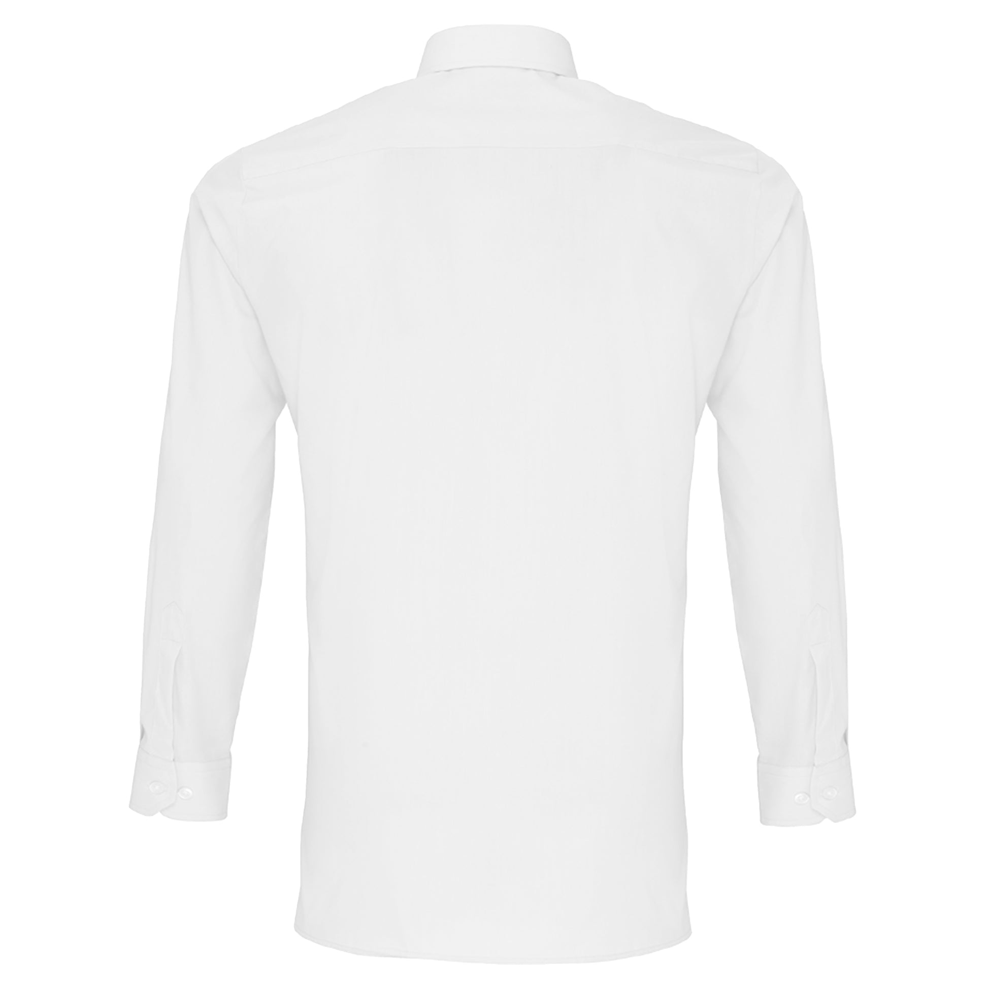 White - Back - Premier Mens Long Sleeve Fitted Poplin Work Shirt