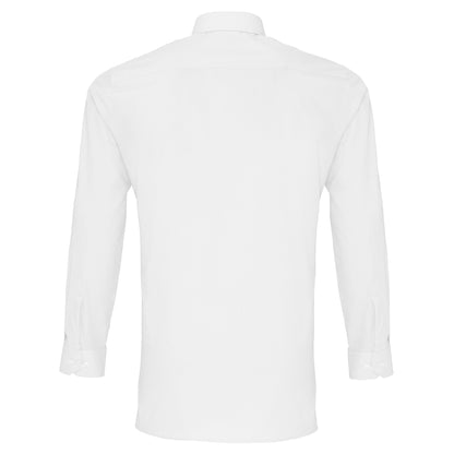 White - Back - Premier Mens Long Sleeve Fitted Poplin Work Shirt