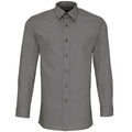 Dark Grey - Front - Premier Mens Long Sleeve Fitted Poplin Work Shirt