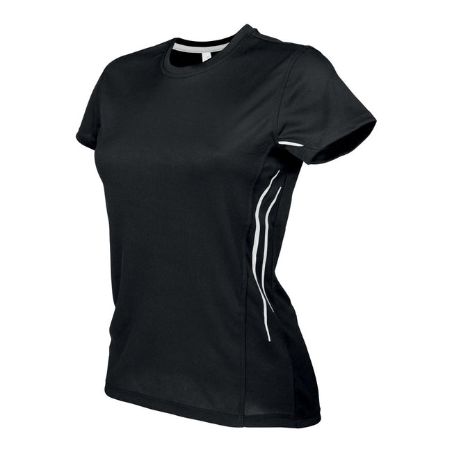 Black-Silver - Front - Kariban Proact Womens-Ladies Quick Drying Contrast Sports T-Shirt