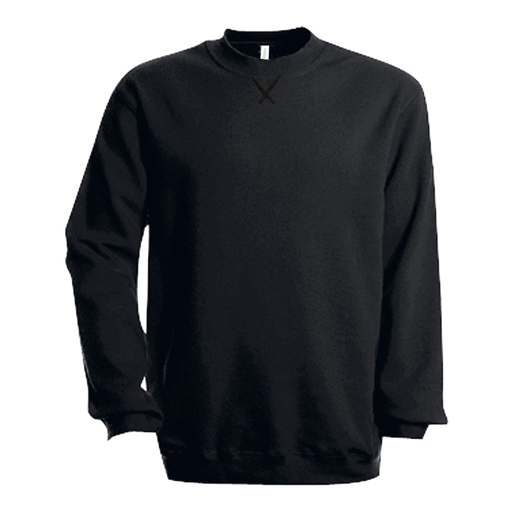 Black - Front - Kariban Mens Plain Crew Neck Sweatshirt