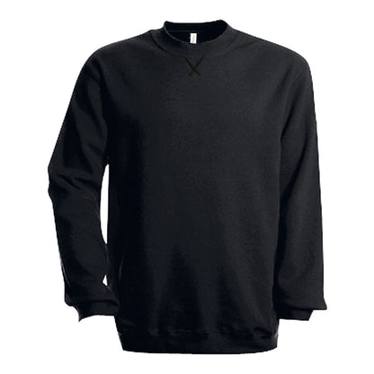 Black - Front - Kariban Mens Plain Crew Neck Sweatshirt