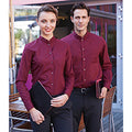 Wine - Back - Kariban Womens-Ladies Long Sleeve Mandarin Collar Shirt