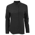 Black - Front - Kariban Womens-Ladies Long Sleeve Mandarin Collar Shirt