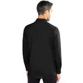 Black - Back - Kariban Mens Long Sleeve Mandarin Collar Shirt