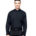 Black - Side - Kariban Mens Long Sleeve Mandarin Collar Shirt