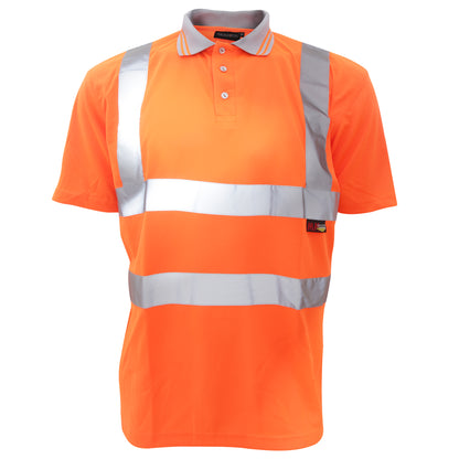 Fluorescent Orange - Front - Warrior Mens Daytona Hi-Vis Short Sleeve Polo Shirt