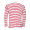 White-Red - Back - SOLS Mens Marine Long Sleeve Stripe T-Shirt