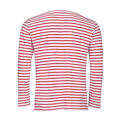 White-Red - Back - SOLS Mens Marine Long Sleeve Stripe T-Shirt