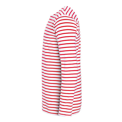 White-Red - Side - SOLS Mens Marine Long Sleeve Stripe T-Shirt