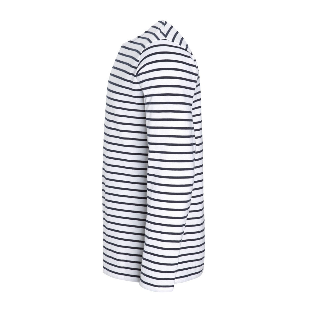 White-Navy - Side - SOLS Mens Marine Long Sleeve Stripe T-Shirt