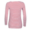 White-Red - Back - SOLS Womens-Ladies Marine Long Sleeve Stripe T-Shirt