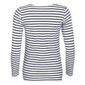 White-Navy - Side - SOLS Womens-Ladies Marine Long Sleeve Stripe T-Shirt