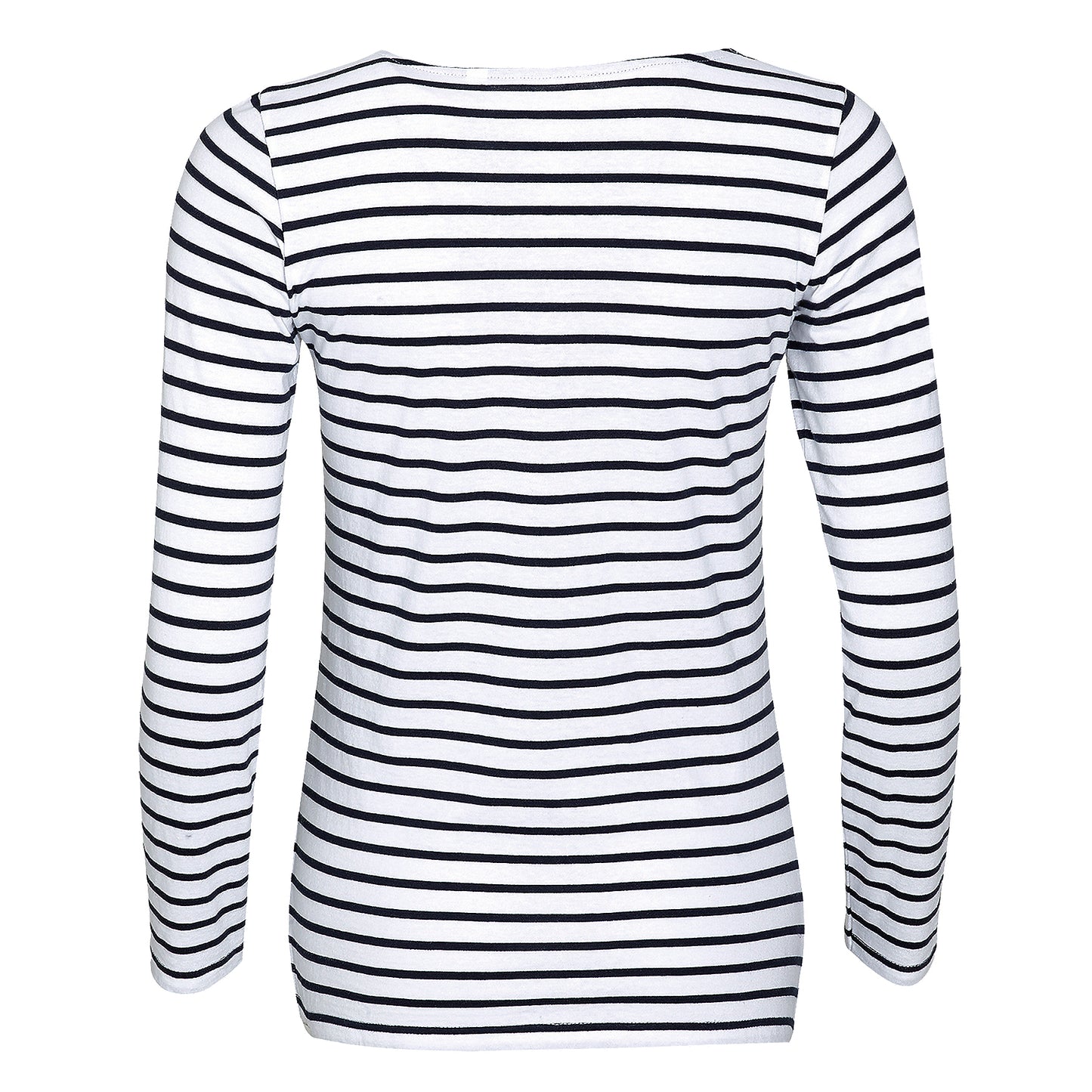 White-Navy - Side - SOLS Womens-Ladies Marine Long Sleeve Stripe T-Shirt