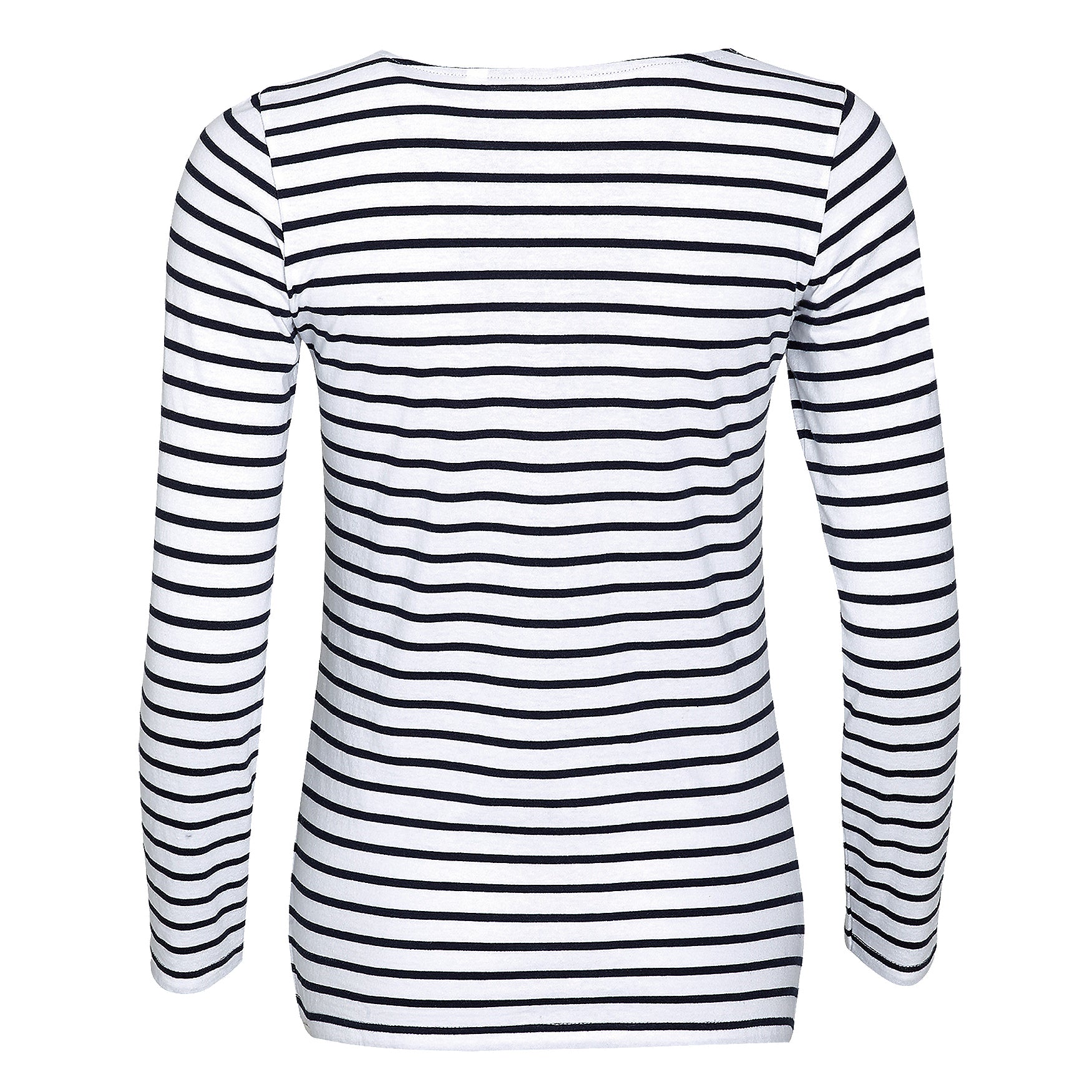 White-Navy - Side - SOLS Womens-Ladies Marine Long Sleeve Stripe T-Shirt
