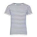 White-Navy - Front - SOLS Childrens-Kids Miles Striped Short Sleeve T-Shirt