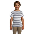 White-Navy - Back - SOLS Childrens-Kids Miles Striped Short Sleeve T-Shirt