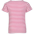 White-Red - Side - SOLS Older Childrens Miles Striped Short Sleeve T-Shirt