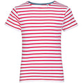 White-Red - Front - SOLS Older Childrens Miles Striped Short Sleeve T-Shirt