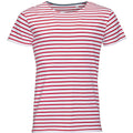 White-Red - Front - SOLS Mens Miles Striped Short Sleeve T-Shirt