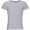 White-Navy - Front - SOLS Mens Miles Striped Short Sleeve T-Shirt