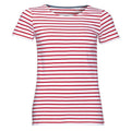 White-Red - Front - SOLS Womens-Ladies Miles Striped Short Sleeve T-Shirt