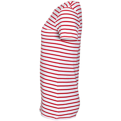 White-Red - Side - SOLS Womens-Ladies Miles Striped Short Sleeve T-Shirt