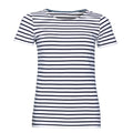 White-Navy - Front - SOLS Womens-Ladies Miles Striped Short Sleeve T-Shirt