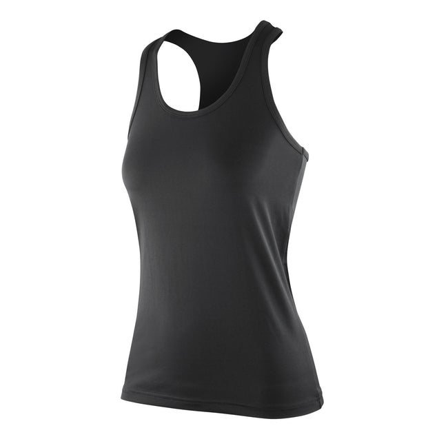 Black - Front - Spiro Womens-Ladies Impact Softex Sleeveless Fitness Vest Top