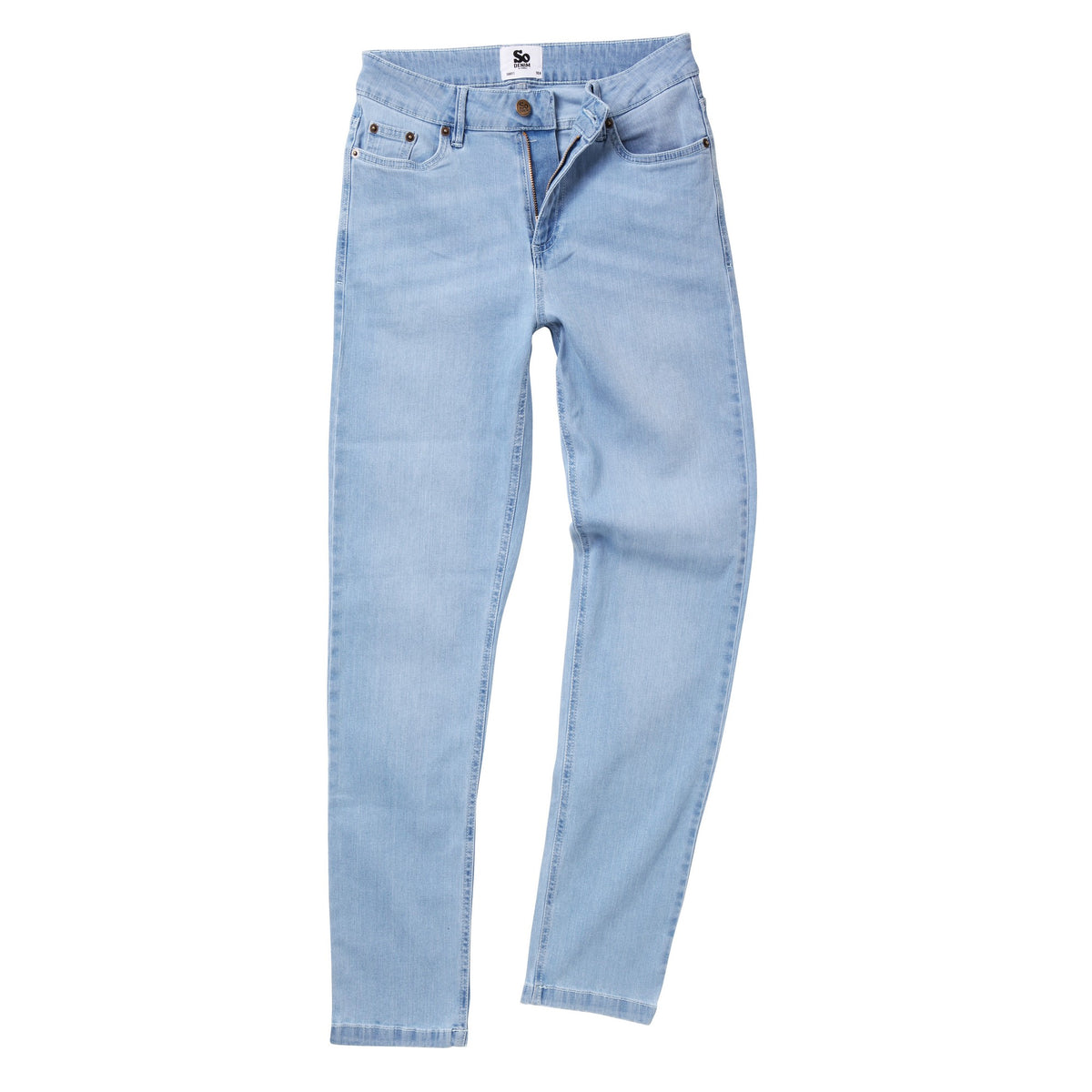 Light Wash - Front - AWDis So Denim Womens-Ladies Katy Straight Leg Jeans