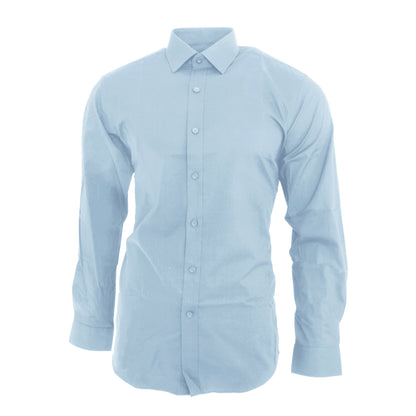Sky Blue - Front - Brook Taverner Mens Pisa Long Sleeve Slim Fit Shirt