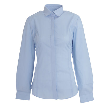 Sky Blue - Front - Brook Taverner Womens-Ladies Trevi Long Sleeve Poplin Shirt