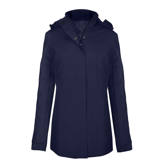 Navy - Front - Kariban Womens-Ladies Hooded Parka Jacket