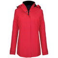 Red - Front - Kariban Womens-Ladies Hooded Parka Jacket