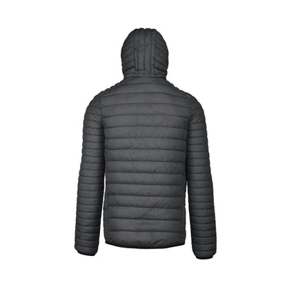 Marl Dark Grey - Back - Kariban Mens Lightweight Hooded Down Jacket