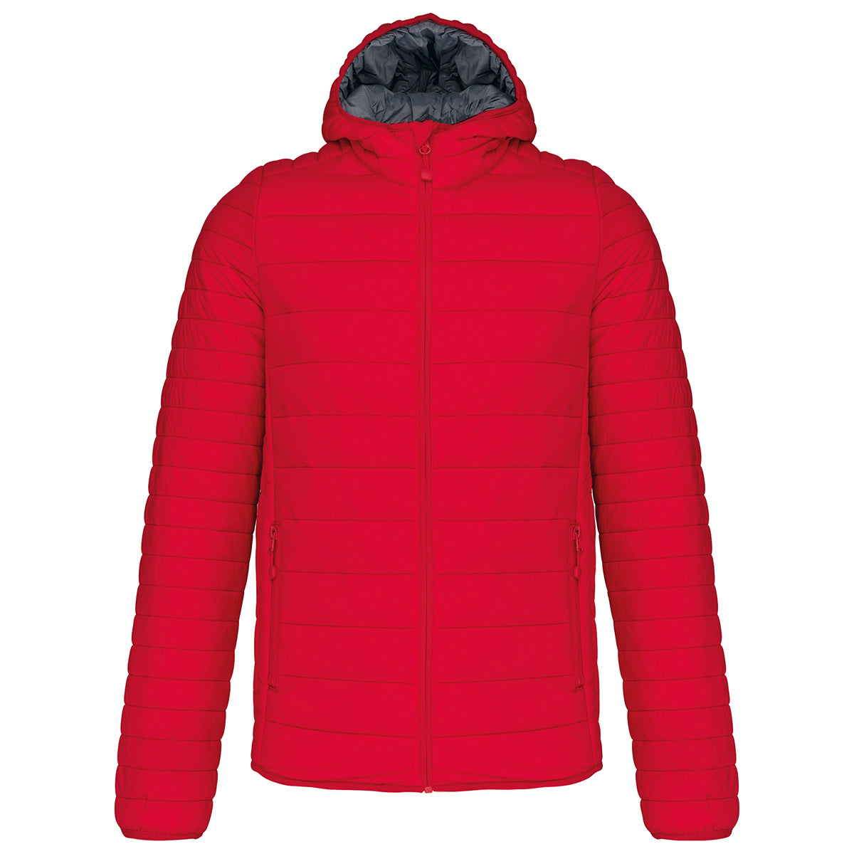 Red - Front - Kariban Mens Lightweight Hooded Down Jacket