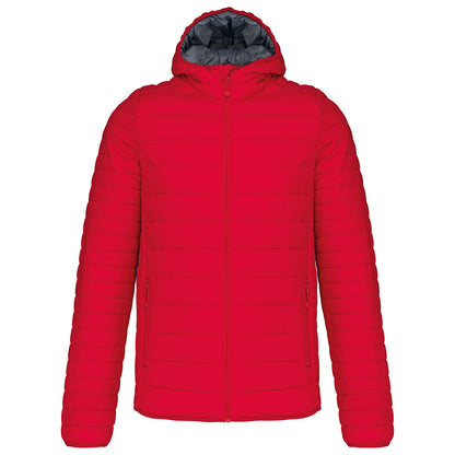 Red - Front - Kariban Mens Lightweight Hooded Down Jacket
