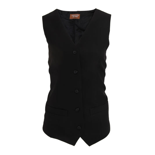 Black - Front - Jospeh Alan Womens-Ladies Long Length Waistcoat