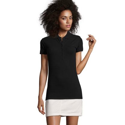 Black - Lifestyle - SOLS Womens-Ladies Phoenix Short Sleeve Pique Polo Shirt
