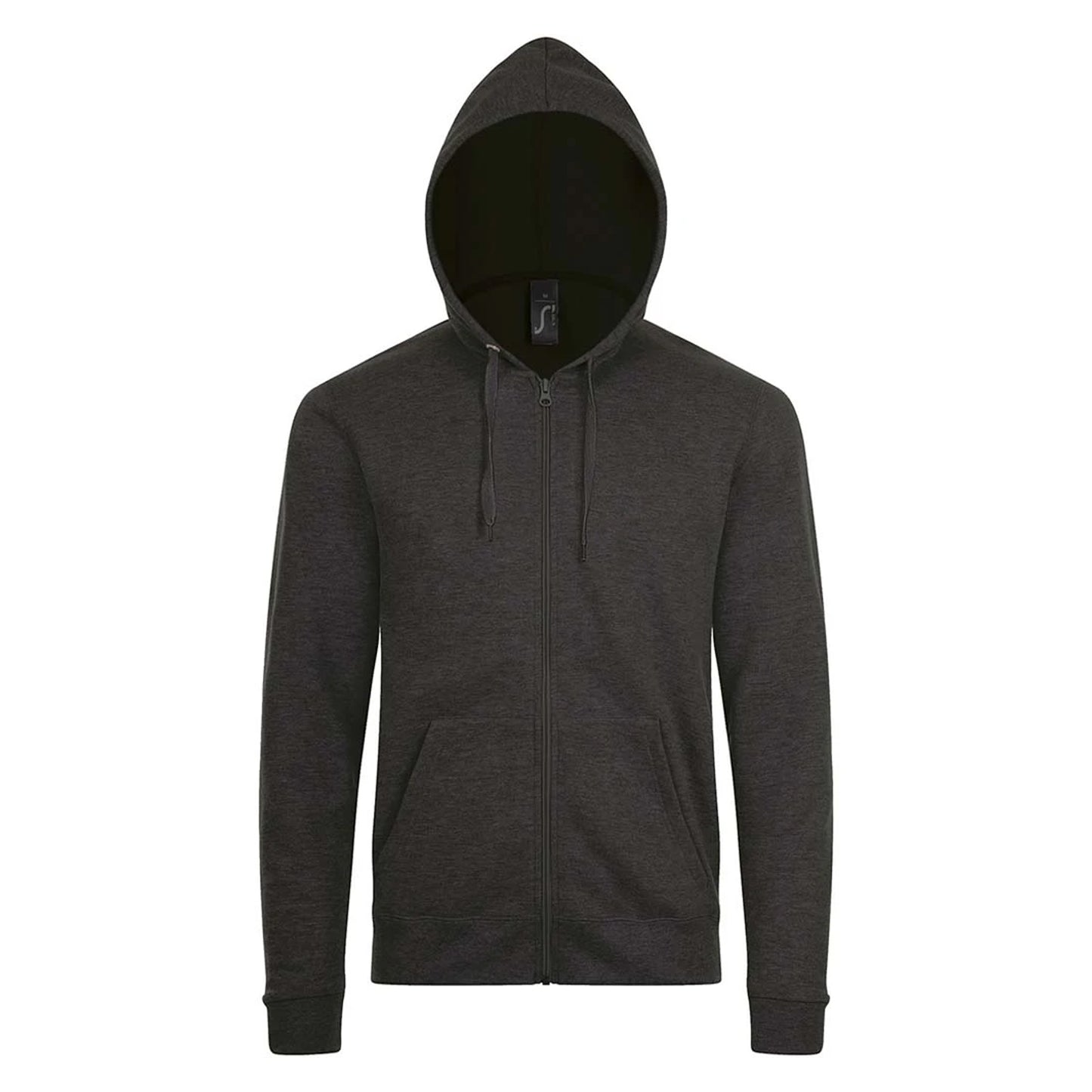 Charcoal Marl - Front - SOLS Mens Stone Zip Up Plain Hoodie