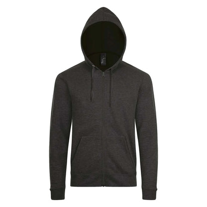 Charcoal Marl - Front - SOLS Mens Stone Zip Up Plain Hoodie