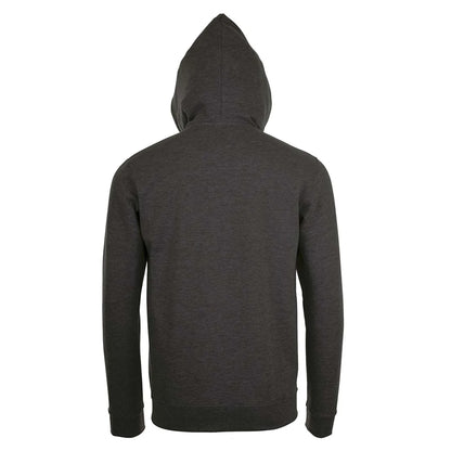 Charcoal Marl - Back - SOLS Mens Stone Zip Up Plain Hoodie