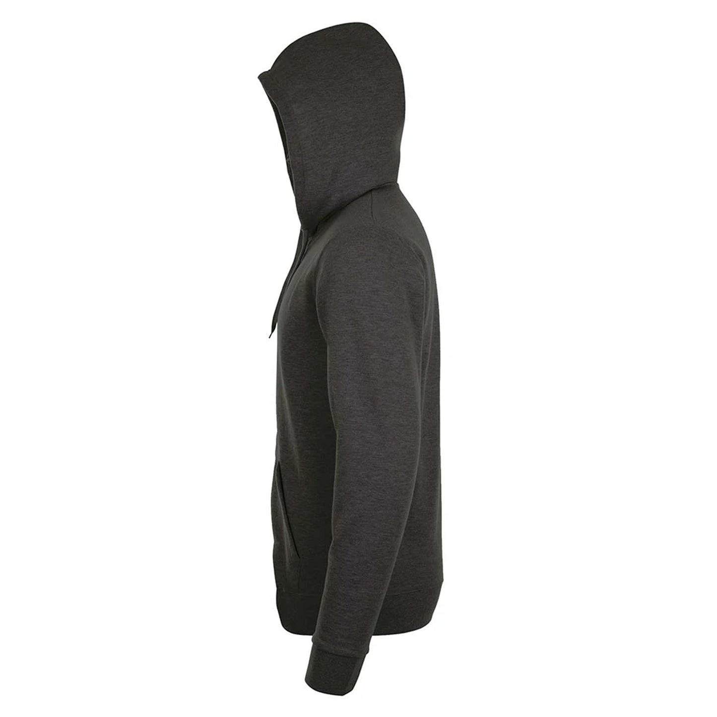Charcoal Marl - Side - SOLS Mens Stone Zip Up Plain Hoodie
