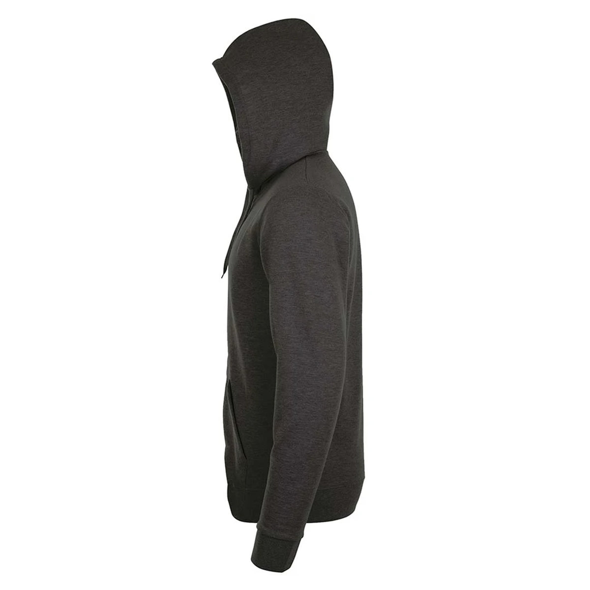 Charcoal Marl - Side - SOLS Mens Stone Zip Up Plain Hoodie